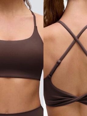 CRZ YOGA Butterluxe Cross Back Sports Bra Brown NWOT Small
